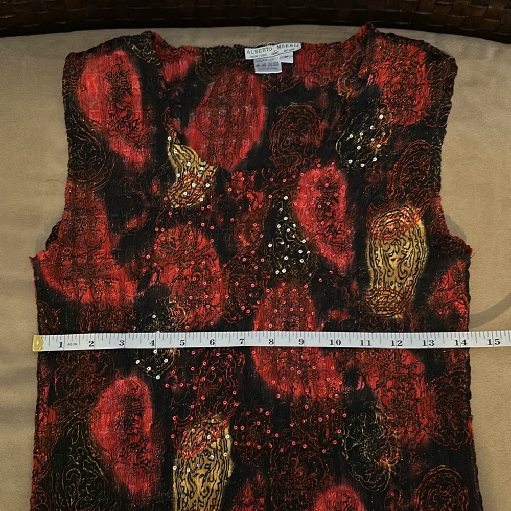Alberto Malaki sheer sequin pattern vintage sleeveless top - Picture 3 of 4